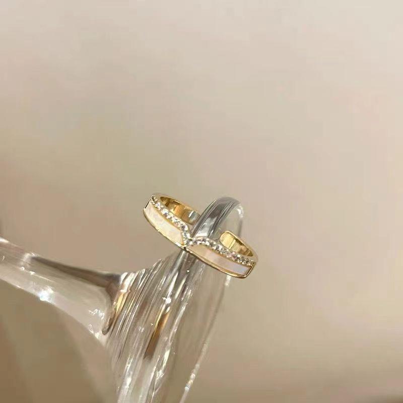 Легкое роскошное сверкающее кольцо со сложенными буквами для женщин, нишевый дизайн, чувственное открывающее регулируемое кольцо, кольцо на указательный палец, кольцо на хвост