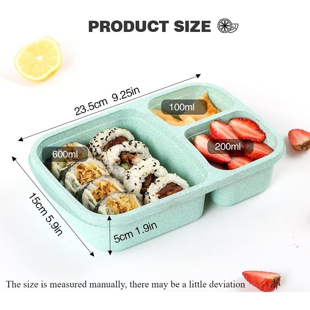 D2 1 шт. Ланч-бокс бенто для детей и взрослых, многоразовый контейнер для хранения еды, ланч-бокс с 3 отделениями для школы, работы и путешествий