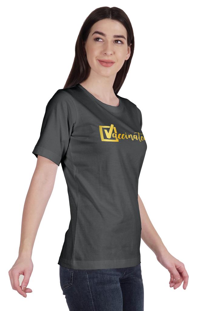 Inkmeso Футболка с круглым вырезом Vaccined Pro Vaccine, хлопковая футболка для женщин