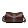 Exquisite Brown Leather Crossbody Bag With Embroidery Unique Strap Bohemian Style Shoulder Bags For Women Ethnic Design Purse