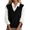 Fashionable Girls V-neck Knitted Vest All-match Waistcoat Temperament Casual Sweater