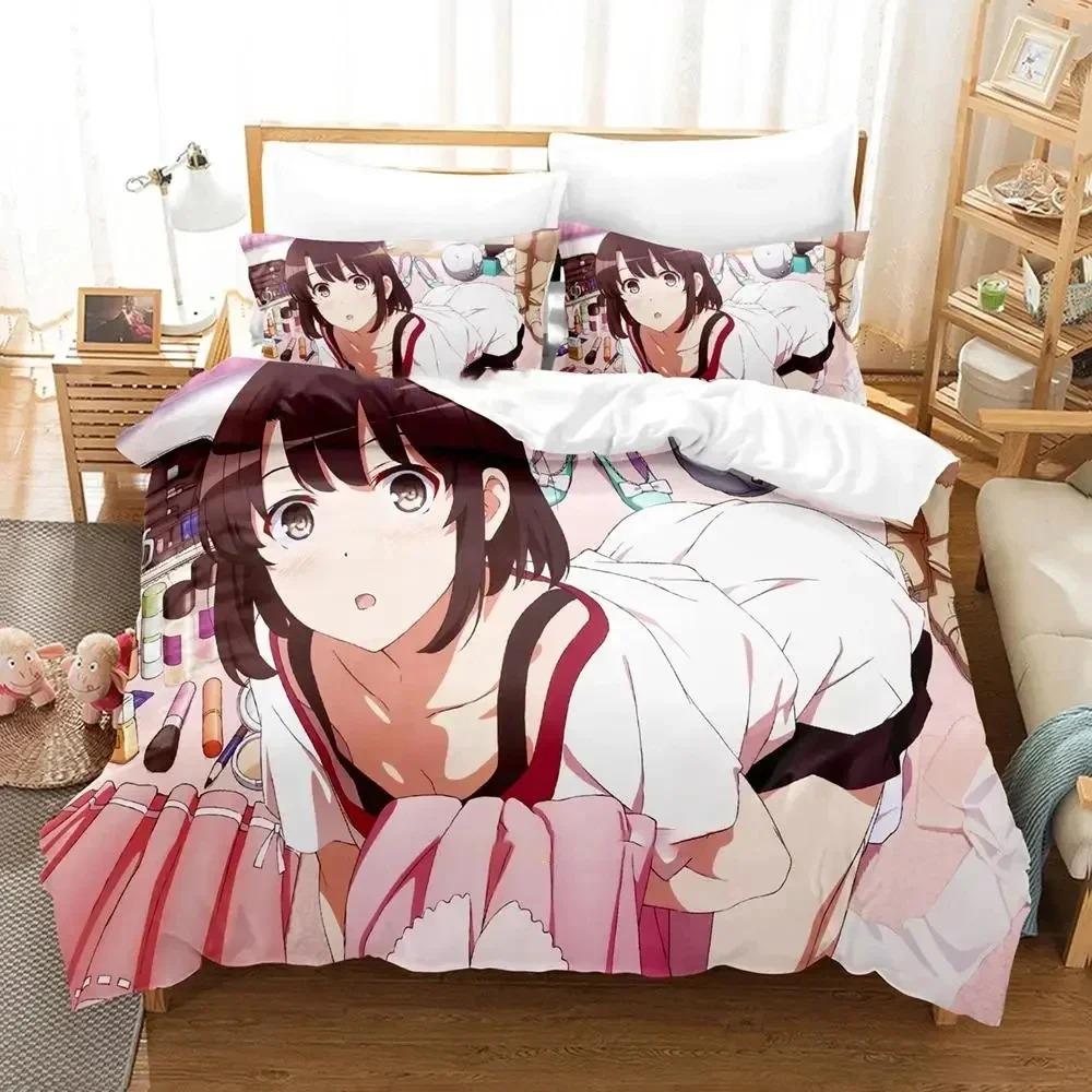 3D Print Anime Saekano Megumi Kato Bedding Set,Duvet Cover Bed Set Quilt Cover Pillowcase,King Queen Twin Size Boys Girls Adults