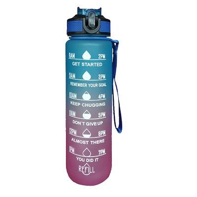 1000ml Large Capacity Gradient Water Bottle with Straw 1 Litre Leakproof with Time Marker,for Sports Fitness