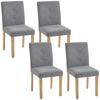 Dining Chairs, Pack of 4, High Backs, Corduroy, Padded Seats, Wooden Legs, Grey