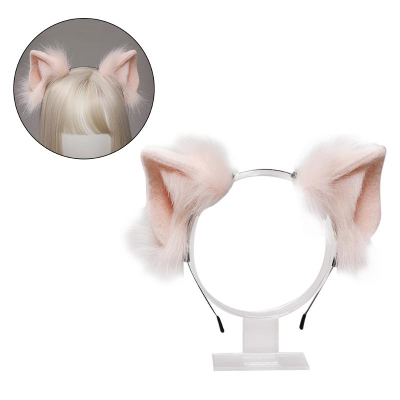 Lolita Headbands Furry Animal for Cat Ears Headwear Kawaii Hair Hoop for Halloween Cosplay Headpiece Party Supplies