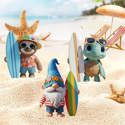 Скульптура животного для пляжной вечеринки, смола, украшение ленивца-серфера, черепахи, гном для пляжного отпуска, статуэтка для домашнего декора, столешниц