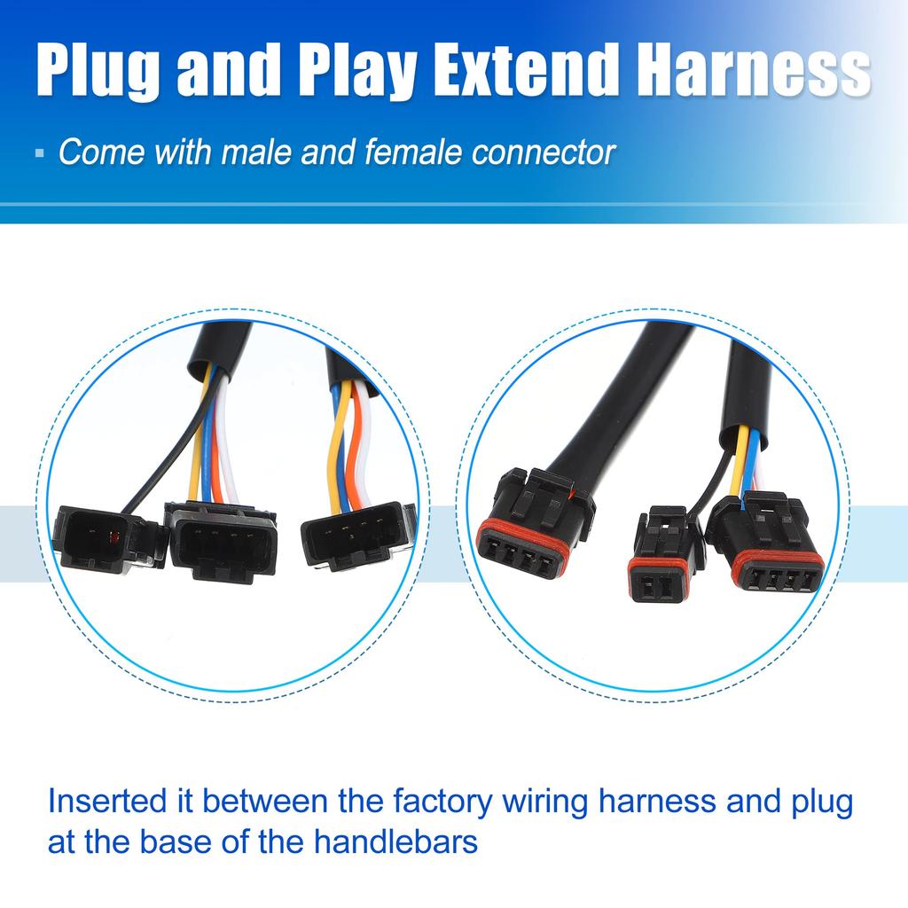 X AUTOHAUX Handlebar Bus Circuit Wire Extension Harness 29cm Sportster Handlebar Wire Extension