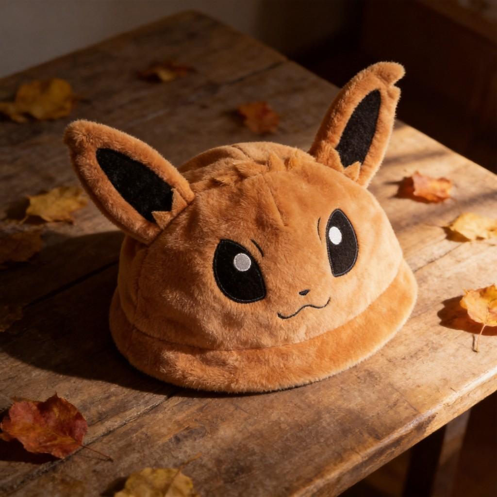Плюшевая шапка-пикачу Eevee с теплым вязаным дизайном для косплея и зимней носки