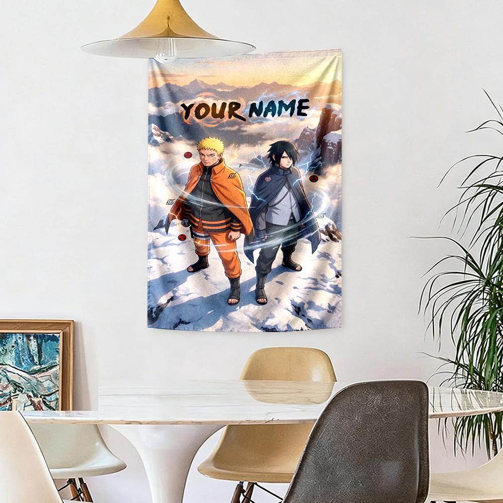 Naruto Character Customize Your Name Tapestry Customizable Wall Tapestry Vibrant Fade-Resistant Print Perfect for Picnics All-Season Use