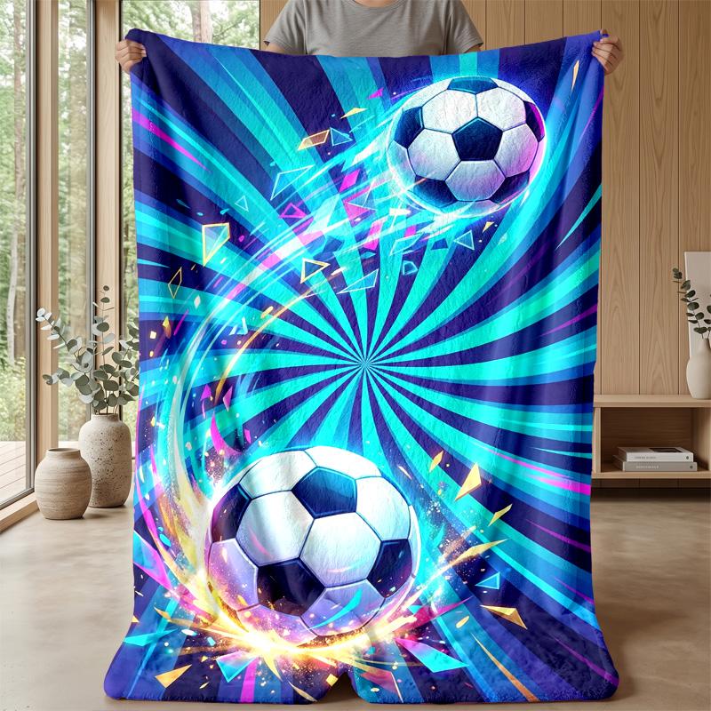 Soccer Ball Swirl Energy Theme blanket Lightweight Warm Flannel Blanket Decorative Throw Blanket for Home Decoration