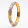 Flower Design Oil Drop Bracelet Wide Enamel Dropped Glaze Bangle Enameled Bracelets  Gift For Women