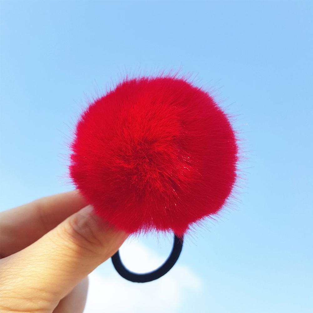 Pompom Hair Ties Hairband Plush Plush Hair Rope Ponytail Holder Pompom Rubber Band Hair Accessories