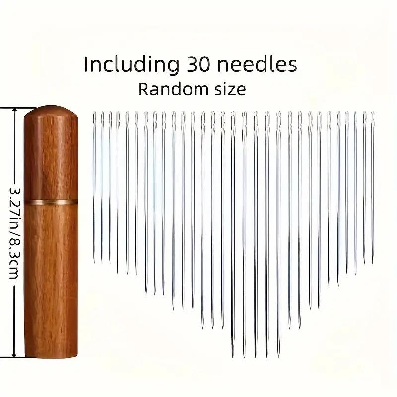 30-Pack Self-Threading Needles, Assorted Sizes, Threading-Free, Elderly Blind Needles, Hand Sewing, Quilting, Clothing & Cross S