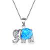 Boho Cute Animal Elephant Pendant Necklace for Women Girl Fashion Imitation Blue Opal Zircon Necklace Wedding Jewelry