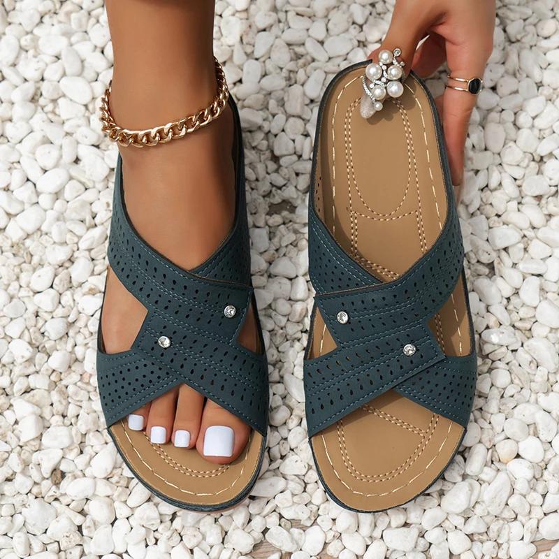Sandals Women Summer Shoes Women Elegant Low Heels Sandals Summer Slippers Zapatos Mujer Wedge Heeled Sandals Female 2024