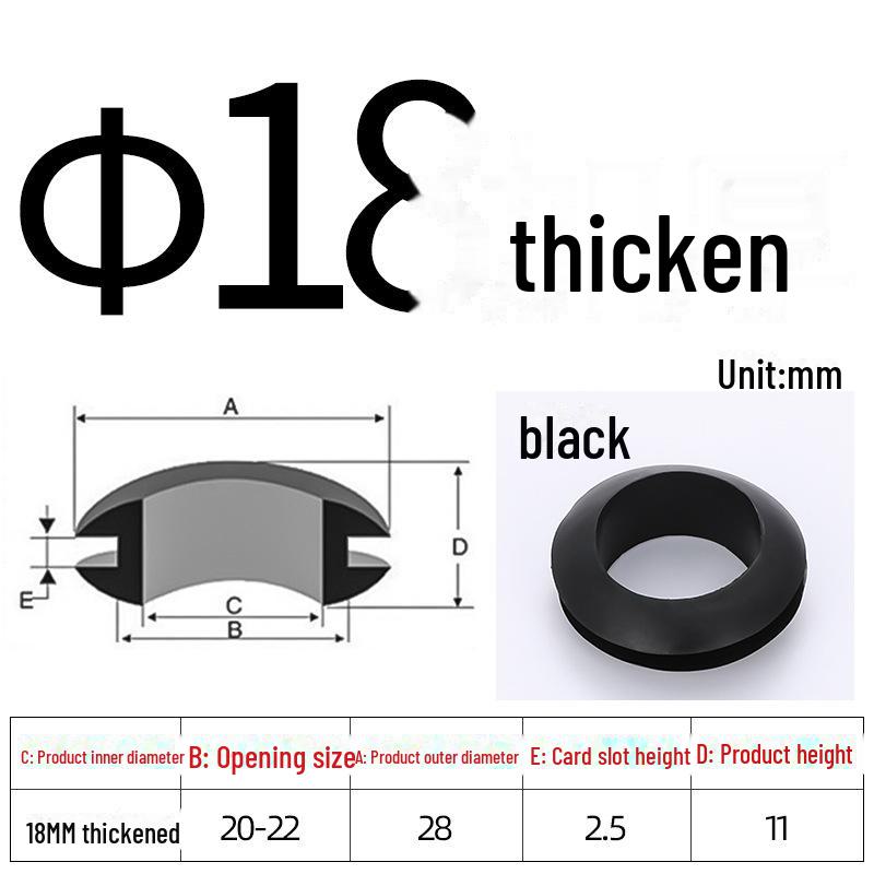 Черное двухстороннее резиновое защитное кольцо для провода