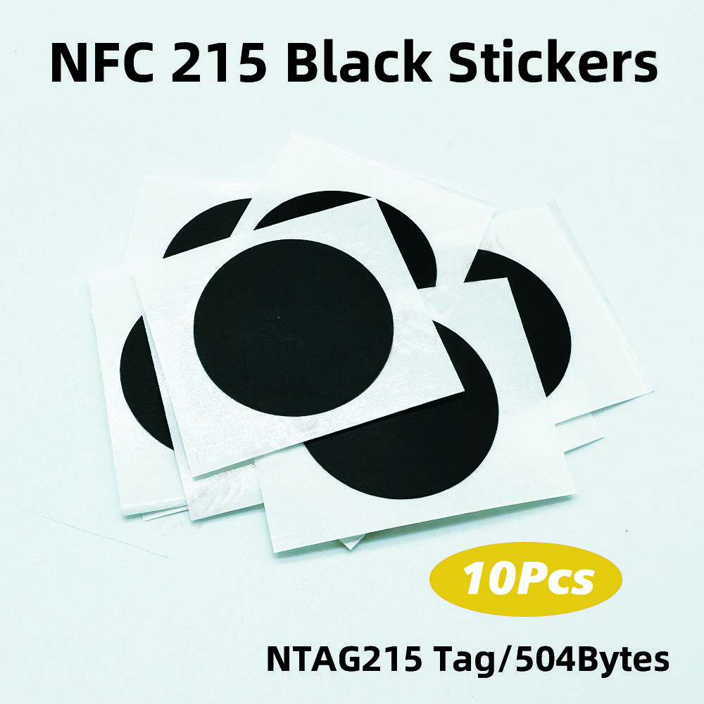 10/50/100pcs RFID NFC Ntg215 Tags Black Sticker 13.56MHz NFC 215 Adhesive Labels 25MM 504 Bytes NFC Personal Automation NFC215