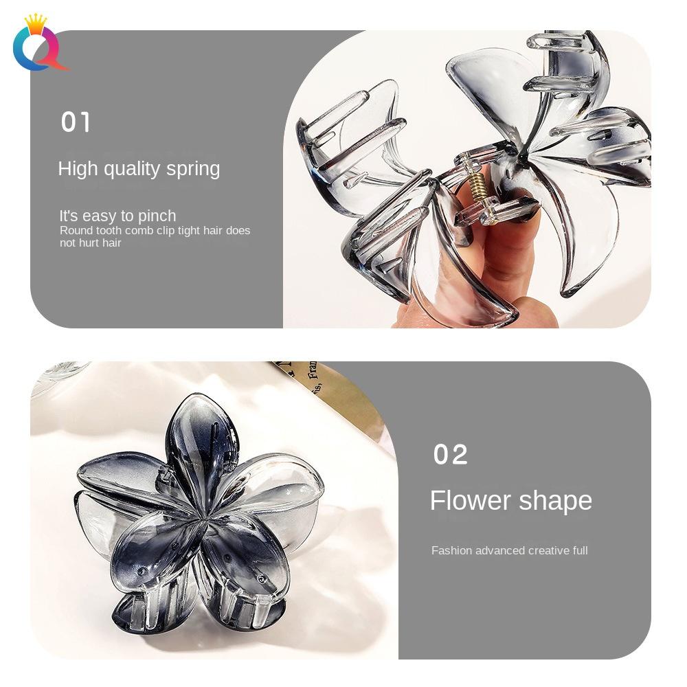 Градиент цвета в форме цветка, зажимы для когтей, прозрачная заколка для хвоста, большой зажим для волос с цветком, женские