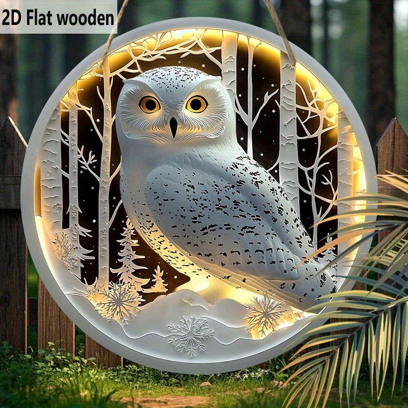 2D плоская деревянная бирка, украшение для стены дома, подарок на новоселье для друзей, узор с белой совой