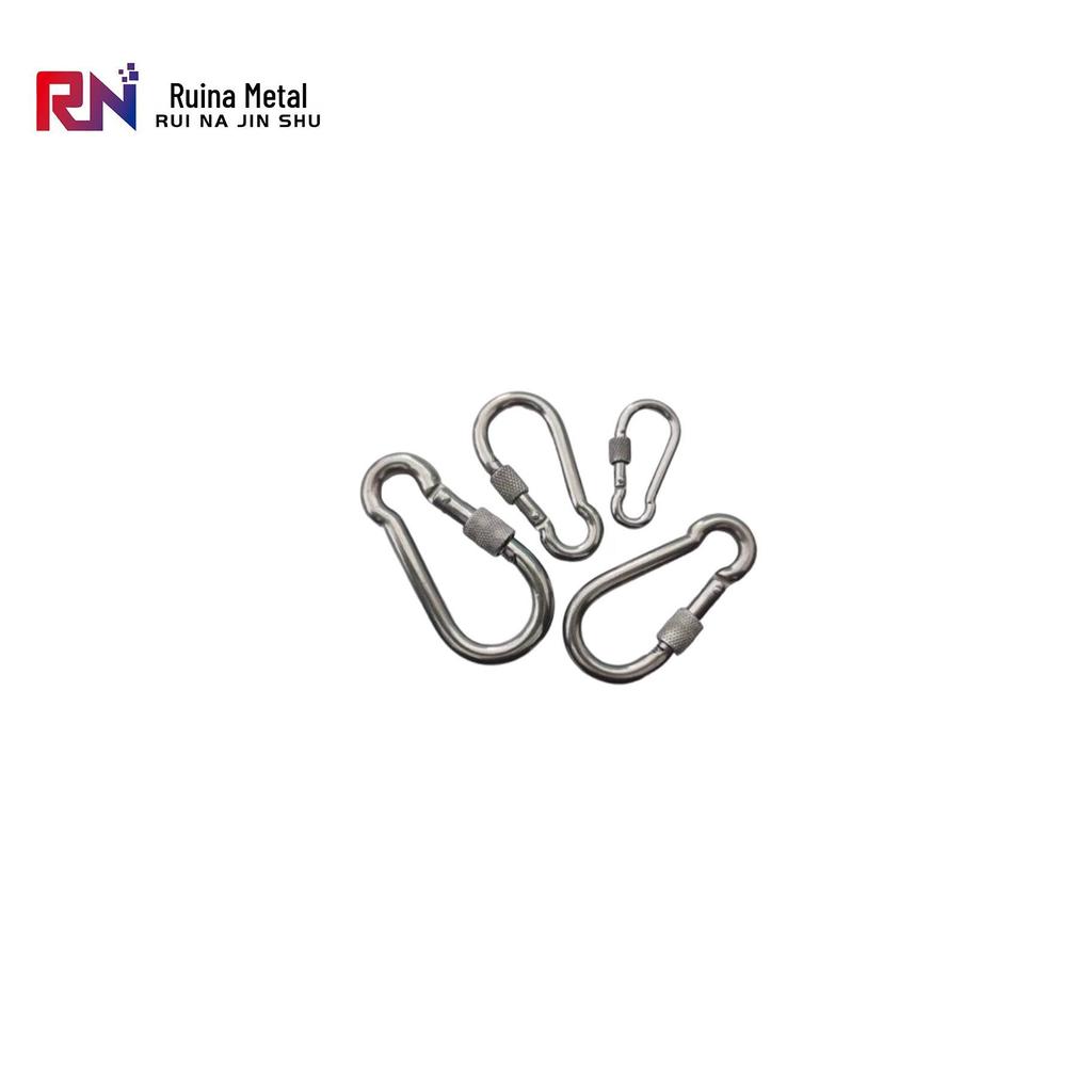 Stainless Steel Screw Spring Carabiner Keychain Safety Buckle