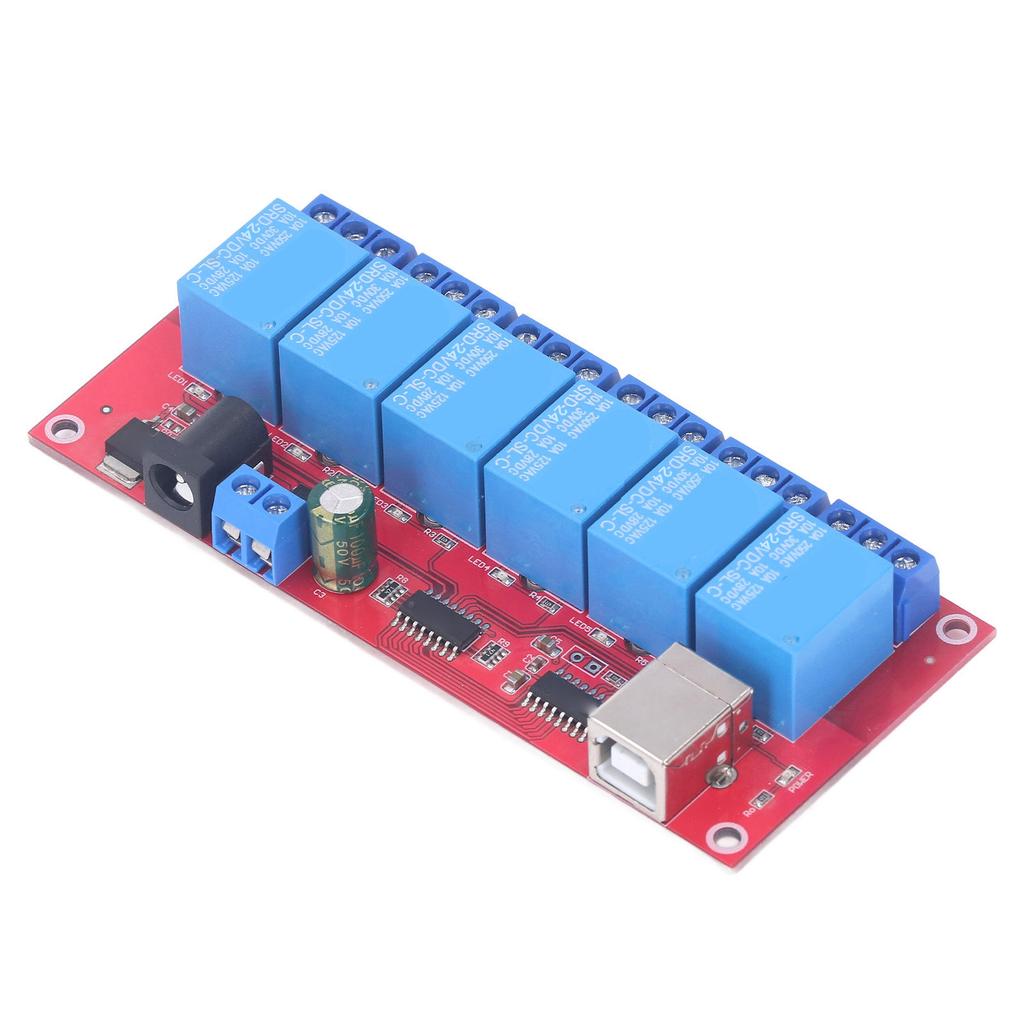 6 Channel USB Relay Module Modes Adjustable HID Drive Free USB Relay Board for Home Farm 24V