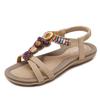 Summer Ethnic Style Sandals Women's Bohemian Beach Beaded Retro Large Size Flat Bottom Sandals Fashion