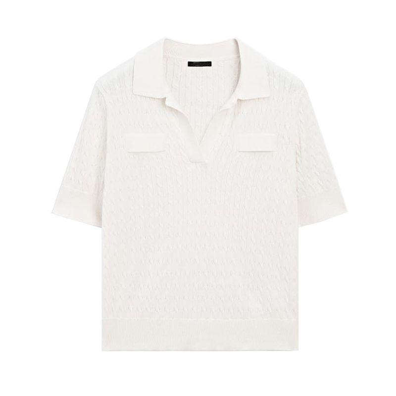 MD Summer New Arrival Women's Clothing Old Money Style Cotton Polo Shirt Collar Stripes Knitwear 5782800 5781800