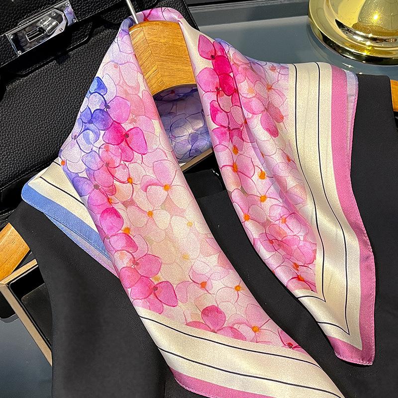 Small Neck Scarves Pure 100% Silk Scarf Floral Printed Women Square Handkerchief Headband Bag Scarfs Female Ladies Bandana