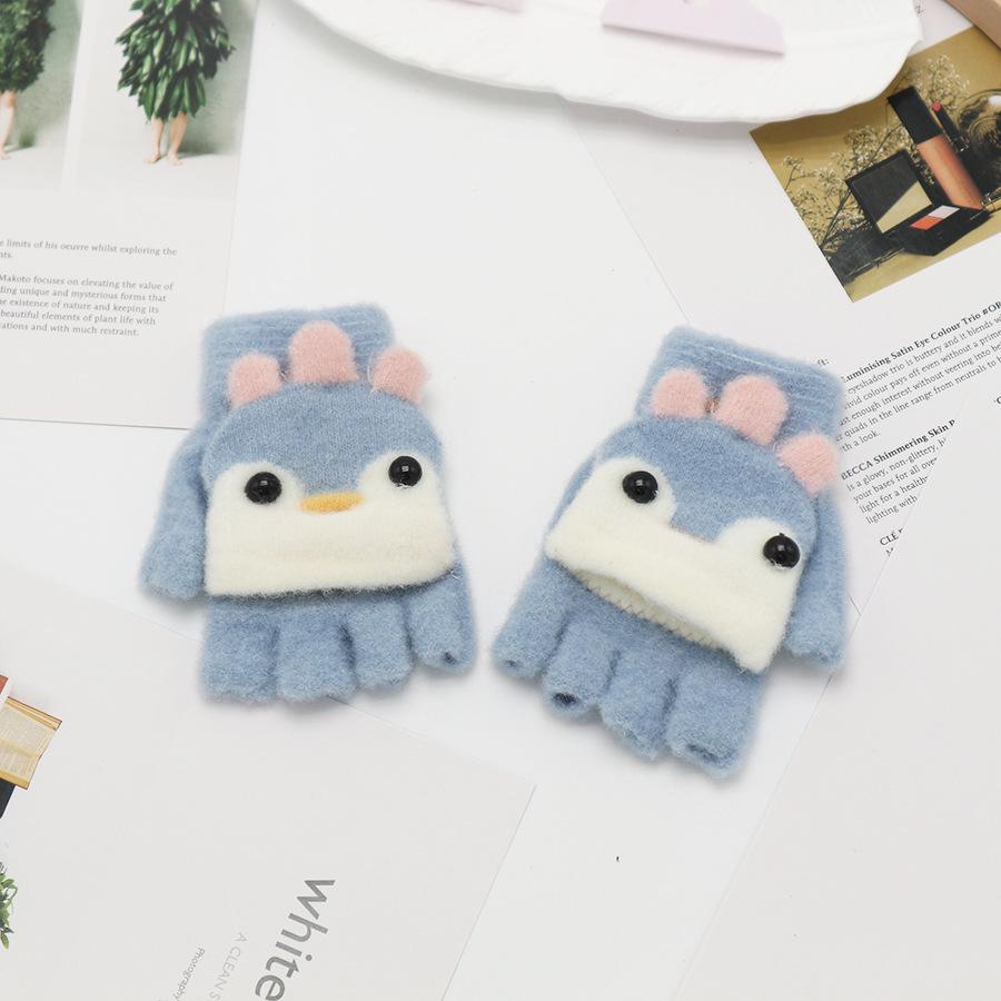 Kids' Winter Fingerless Flip-Top Writing Gloves – Warm Half-Finger Gloves for Boys & Girls