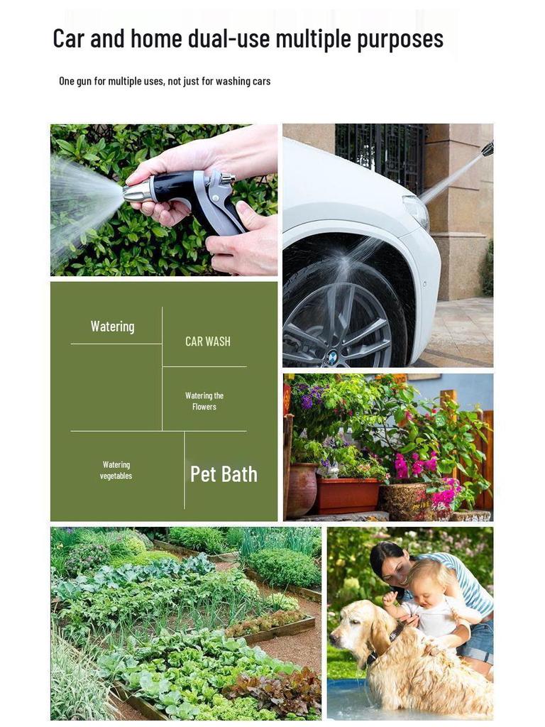 Высоконапорный выдвижной водяной шланг с многофункциональным распылителем для мойки автомобилей, садоводства и промывки земли