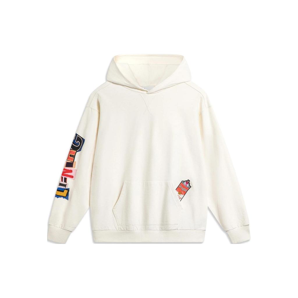 Li Ning Extreme Sports Series Loose Pullover Hoodie Unisex Hoodies White AWDU139-2
