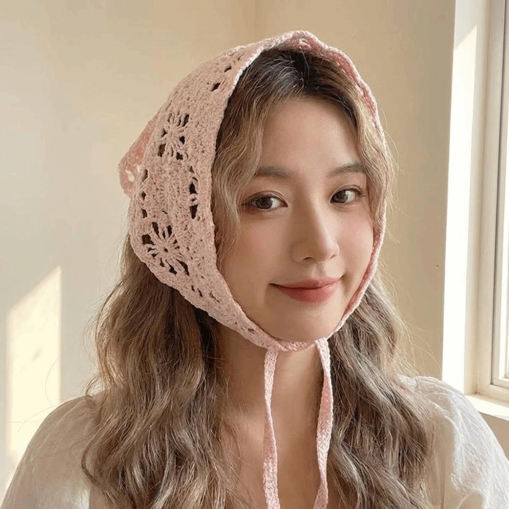 Pastoral Style Triangle Turban French Hollow Out Hair Band Retro Women Hair Scarf Summer