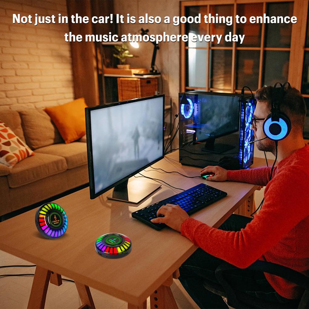 Pumwoy Лампа ритма автомобильной музыки, RGB-свет управления звуком, свет ритма автомобильной музыки, свет ритма музыкальной атмосферы,