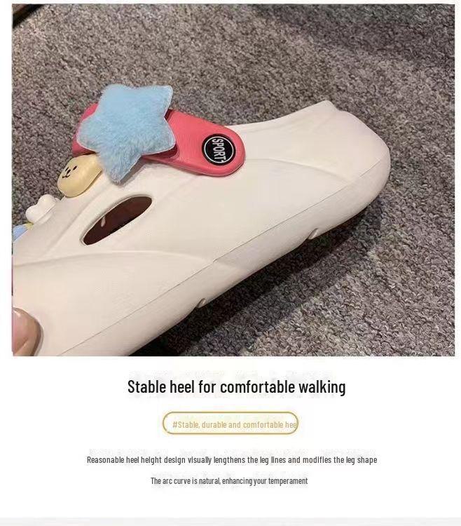 Лето 2023 г. Женские милые тапочки с мультяшным принтом: Сандалии Baotou для улицы и дома