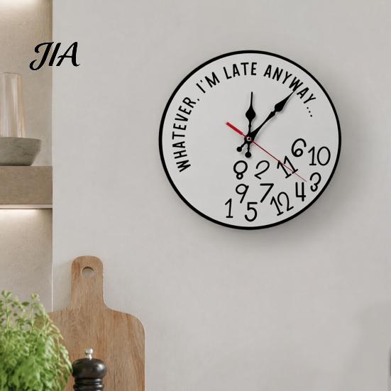 Non Ticking Clock Humorous Retirement Round Wall Clock, Who Gives A Shit I'm Retired, Lightweight Wooden Silent for Home Office Living Room