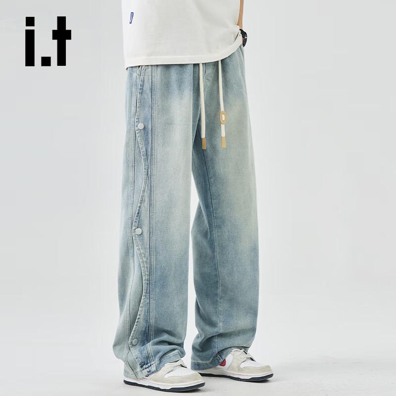 :CHOCOOLATEit Мужские выстиранные джинсы прямого кроя в стиле хай-стрит