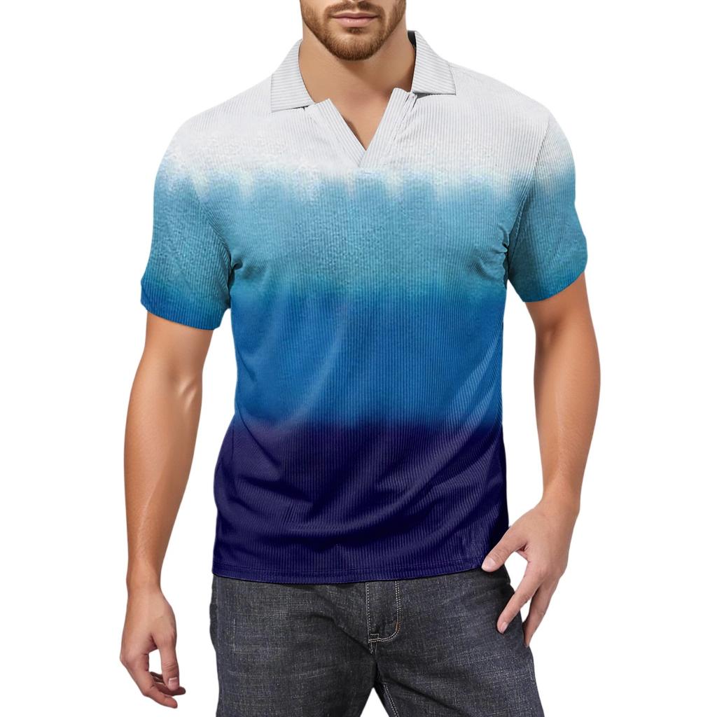 Мужская модная футболка для гольфа с коротким рукавом и V-образным вырезом