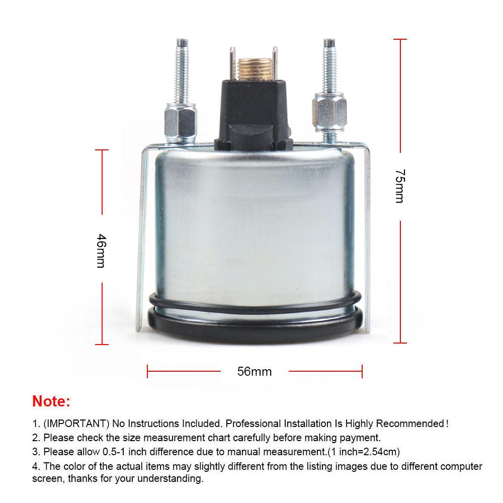 2" 52MM Mechanical 40-130℃/110-265℉ Water Temp Gauge 12V Water Temperature Gauge Yellow Light Car Meter With Sensor NPT 1/2