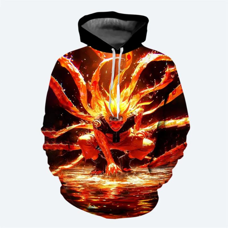 Унисекс худи с 3D-принтом аниме Наруто с ярким графическим дизайном