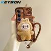 KEYSION Cute 3D Cartoon Plush Case for VIVO V40 Lite V40 SE 80W with Lanyard Soft Silicone Shockproof Phone Cover for VIVO Y19S Y200 5G
