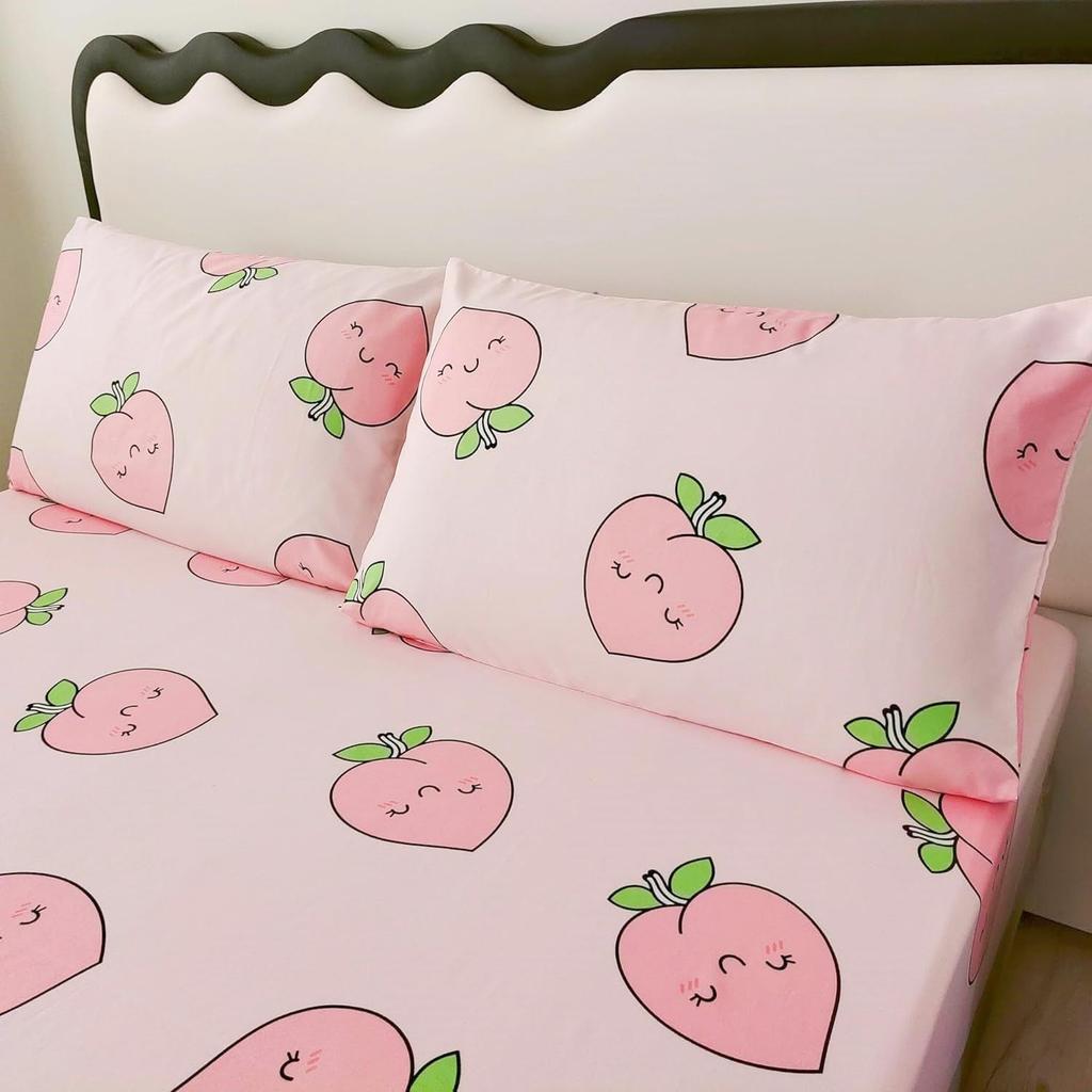 Матрас с розовым персиковым узором, трехпредметный комплект постельного белья с цифровой печатью для взрослых и детей
