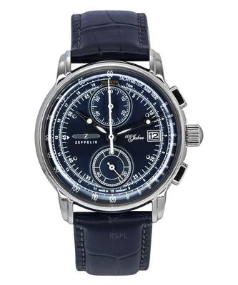 Мужские часы 100 Jahre Chronograph с кожаным ремешком и синим циферблатом 86703