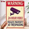 Warning  Hour Video Private Property No Trespassing Camera Tin Sign  Vintage Durable Metal Plaque Wall Decor Home Office Bar