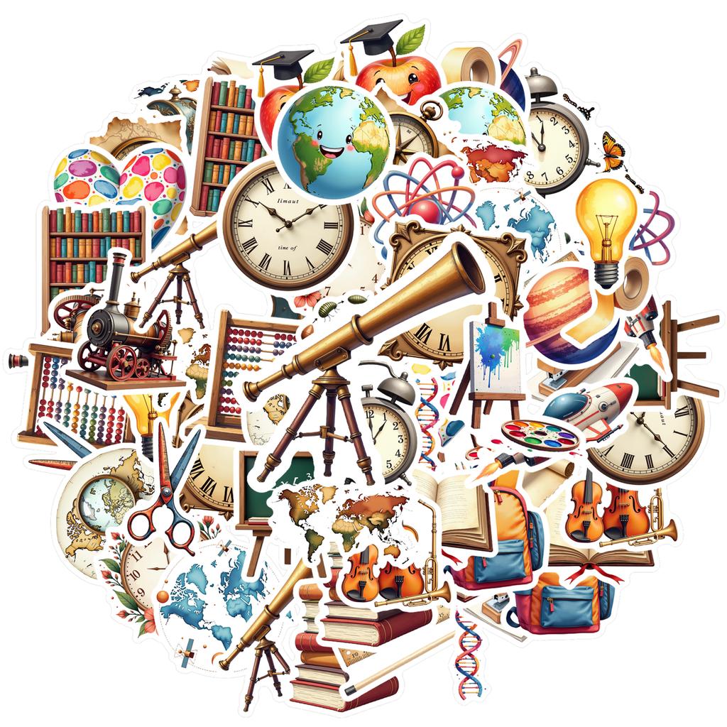 35pcs-100pcs Vintage Geography Stickers Educational History Teacher Reward Stickers DIY Stickers For DIY Phone Guitar Laptop