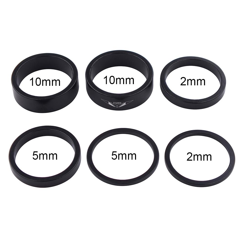 6Pcs Bike Front Fork Washer Set Aluminum Alloy Bicycle Headset Spacer Ring Bike Headset Stem Spacers Kit Biking Accessories