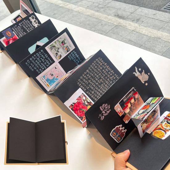 Accordion Scrapbook Album Stretchable Folding Hardcover Photo Album DIY Handmade Couples Memory Book Valentine's