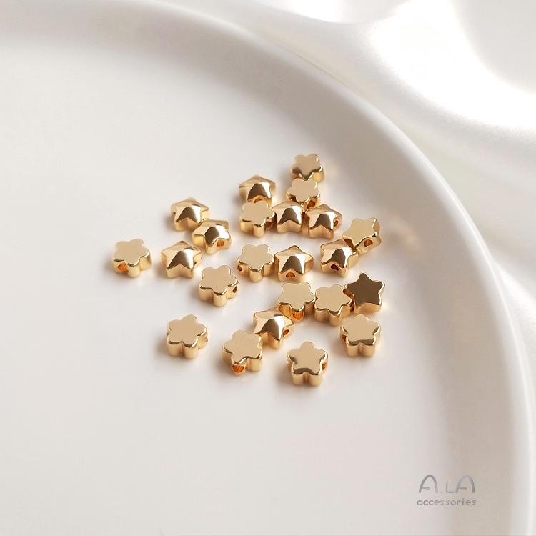 Бусины-разделители в форме пятиугольной звезды, заполненные 14-каратным золотом, для изготовления украшений своими руками и маленьких браслетов
