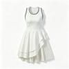 Womens Sleeveless Yoga Dress With Cinched Waist Asymmetrical Hem Breathable Workout Top Pilates Running Tennis