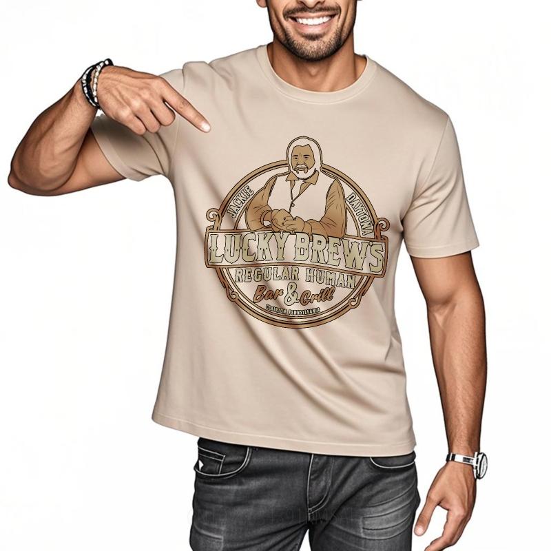 Stylish For Him Summer Tshirt Lucky Brews Regular Human Bar And Grill Short Sleeve Soft Oneck Women Tops Relaxed Fit Tshirt