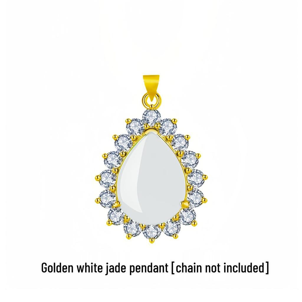 Подвеска Yi Hua Лепесток Зеленый Нефрит и Халцедон Ожерелье на Ключицу